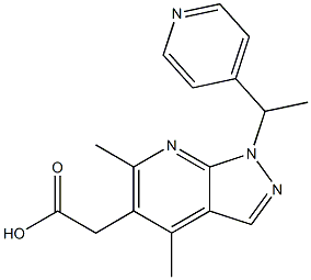 [4,6-dimethyl-1-(1-pyridin-4-ylethyl)-1H-pyrazolo[3,4-b]pyridin-5-yl]acetic acid Struktur