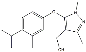 {1,3-dimethyl-5-[3-methyl-4-(propan-2-yl)phenoxy]-1H-pyrazol-4-yl}methanol Struktur