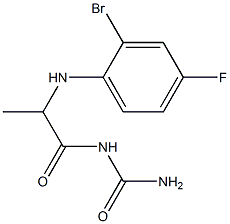 {2-[(2-bromo-4-fluorophenyl)amino]propanoyl}urea Struktur