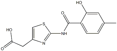 {2-[(2-hydroxy-4-methylbenzoyl)amino]-1,3-thiazol-4-yl}acetic acid Struktur