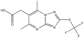 {5,7-dimethyl-2-[(trifluoromethyl)thio][1,2,4]triazolo[1,5-a]pyrimidin-6-yl}acetic acid Struktur