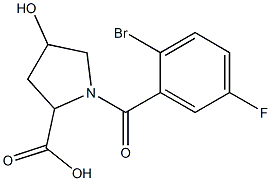 1-(2-bromo-5-fluorobenzoyl)-4-hydroxypyrrolidine-2-carboxylic acid Struktur