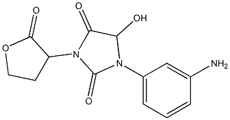 1-(3-aminophenyl)-5-hydroxy-3-(2-oxooxolan-3-yl)imidazolidine-2,4-dione Struktur