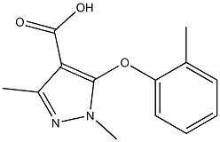 1,3-dimethyl-5-(2-methylphenoxy)-1H-pyrazole-4-carboxylic acid Struktur