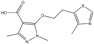 1,3-dimethyl-5-[2-(4-methyl-1,3-thiazol-5-yl)ethoxy]-1H-pyrazole-4-carboxylic acid Struktur