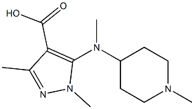 1,3-dimethyl-5-[methyl(1-methylpiperidin-4-yl)amino]-1H-pyrazole-4-carboxylic acid Struktur