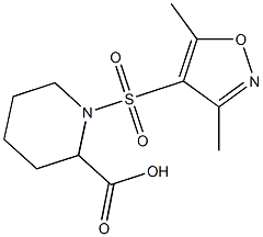 1-[(3,5-dimethyl-1,2-oxazole-4-)sulfonyl]piperidine-2-carboxylic acid Struktur