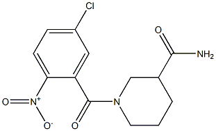 1-[(5-chloro-2-nitrophenyl)carbonyl]piperidine-3-carboxamide Struktur