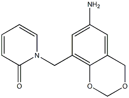 1-[(6-amino-2,4-dihydro-1,3-benzodioxin-8-yl)methyl]-1,2-dihydropyridin-2-one Struktur