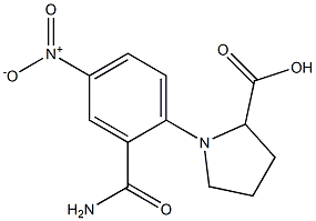 1-[2-(aminocarbonyl)-4-nitrophenyl]pyrrolidine-2-carboxylic acid Struktur