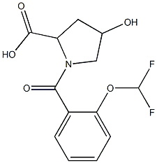 1-{[2-(difluoromethoxy)phenyl]carbonyl}-4-hydroxypyrrolidine-2-carboxylic acid Struktur