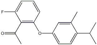 1-{2-fluoro-6-[3-methyl-4-(propan-2-yl)phenoxy]phenyl}ethan-1-one Struktur