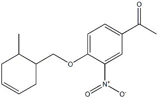 1-{4-[(6-methylcyclohex-3-en-1-yl)methoxy]-3-nitrophenyl}ethan-1-one Struktur