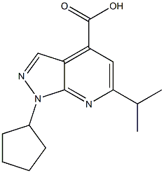 1-cyclopentyl-6-isopropyl-1H-pyrazolo[3,4-b]pyridine-4-carboxylic acid Struktur