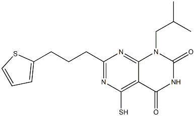 1-isobutyl-5-mercapto-7-(3-thien-2-ylpropyl)pyrimido[4,5-d]pyrimidine-2,4(1H,3H)-dione Struktur