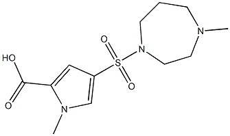 1-methyl-4-[(4-methyl-1,4-diazepan-1-yl)sulfonyl]-1H-pyrrole-2-carboxylic acid Struktur