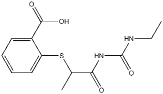 2-({1-[(ethylcarbamoyl)amino]-1-oxopropan-2-yl}sulfanyl)benzoic acid Struktur