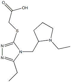 2-({5-ethyl-4-[(1-ethylpyrrolidin-2-yl)methyl]-4H-1,2,4-triazol-3-yl}sulfanyl)acetic acid Struktur