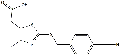 2-(2-{[(4-cyanophenyl)methyl]sulfanyl}-4-methyl-1,3-thiazol-5-yl)acetic acid Struktur