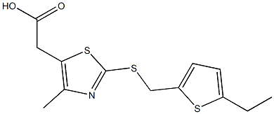 2-(2-{[(5-ethylthiophen-2-yl)methyl]sulfanyl}-4-methyl-1,3-thiazol-5-yl)acetic acid Struktur