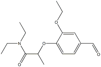 2-(2-ethoxy-4-formylphenoxy)-N,N-diethylpropanamide Struktur