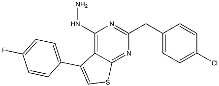 2-(4-chlorobenzyl)-5-(4-fluorophenyl)-4-hydrazinothieno[2,3-d]pyrimidine Struktur