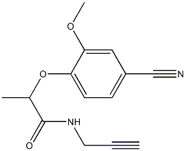 2-(4-cyano-2-methoxyphenoxy)-N-(prop-2-yn-1-yl)propanamide Struktur