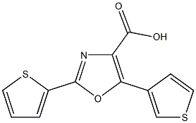 2-(thiophen-2-yl)-5-(thiophen-3-yl)-1,3-oxazole-4-carboxylic acid Struktur