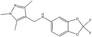 2,2-difluoro-N-[(1,3,5-trimethyl-1H-pyrazol-4-yl)methyl]-2H-1,3-benzodioxol-5-amine Struktur