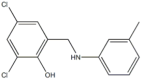 2,4-dichloro-6-{[(3-methylphenyl)amino]methyl}phenol Struktur