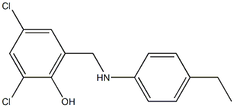 2,4-dichloro-6-{[(4-ethylphenyl)amino]methyl}phenol Struktur