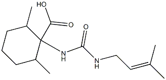 2,6-dimethyl-1-{[(3-methylbut-2-en-1-yl)carbamoyl]amino}cyclohexane-1-carboxylic acid Struktur