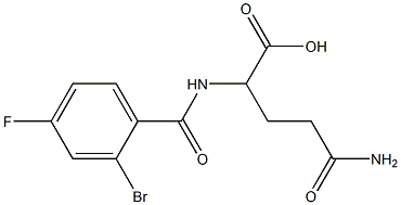 2-[(2-bromo-4-fluorophenyl)formamido]-4-carbamoylbutanoic acid Struktur