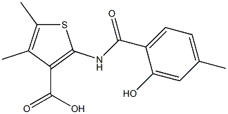 2-[(2-hydroxy-4-methylbenzene)amido]-4,5-dimethylthiophene-3-carboxylic acid Struktur