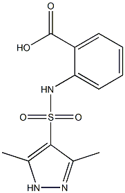 2-[(3,5-dimethyl-1H-pyrazole-4-)sulfonamido]benzoic acid Struktur