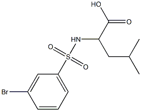 2-[(3-bromobenzene)sulfonamido]-4-methylpentanoic acid Struktur