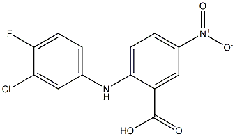 2-[(3-chloro-4-fluorophenyl)amino]-5-nitrobenzoic acid Struktur