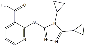 2-[(4,5-dicyclopropyl-4H-1,2,4-triazol-3-yl)sulfanyl]pyridine-3-carboxylic acid Struktur