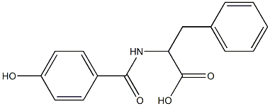 2-[(4-hydroxyphenyl)formamido]-3-phenylpropanoic acid Struktur