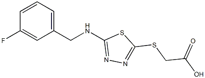 2-[(5-{[(3-fluorophenyl)methyl]amino}-1,3,4-thiadiazol-2-yl)sulfanyl]acetic acid Struktur