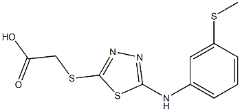 2-[(5-{[3-(methylsulfanyl)phenyl]amino}-1,3,4-thiadiazol-2-yl)sulfanyl]acetic acid Struktur