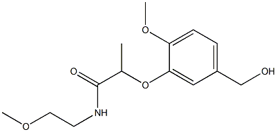 2-[5-(hydroxymethyl)-2-methoxyphenoxy]-N-(2-methoxyethyl)propanamide Struktur