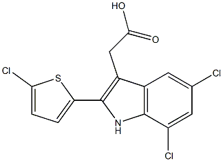 2-[5,7-dichloro-2-(5-chlorothiophen-2-yl)-1H-indol-3-yl]acetic acid Struktur