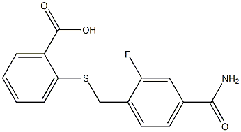 2-{[(4-carbamoyl-2-fluorophenyl)methyl]sulfanyl}benzoic acid Struktur