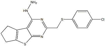 2-{[(4-chlorophenyl)thio]methyl}-4-hydrazino-6,7-dihydro-5H-cyclopenta[4,5]thieno[2,3-d]pyrimidine Struktur