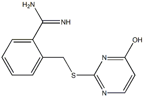 2-{[(4-hydroxypyrimidin-2-yl)sulfanyl]methyl}benzene-1-carboximidamide Struktur