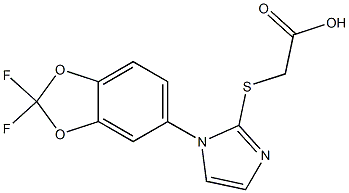 2-{[1-(2,2-difluoro-2H-1,3-benzodioxol-5-yl)-1H-imidazol-2-yl]sulfanyl}acetic acid Struktur