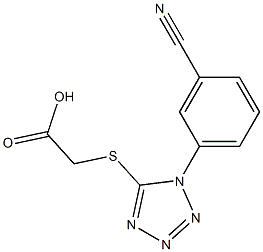 2-{[1-(3-cyanophenyl)-1H-1,2,3,4-tetrazol-5-yl]sulfanyl}acetic acid Struktur