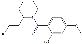 2-{[2-(2-hydroxyethyl)piperidin-1-yl]carbonyl}-5-methoxyphenol Struktur