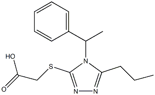 2-{[4-(1-phenylethyl)-5-propyl-4H-1,2,4-triazol-3-yl]sulfanyl}acetic acid Struktur